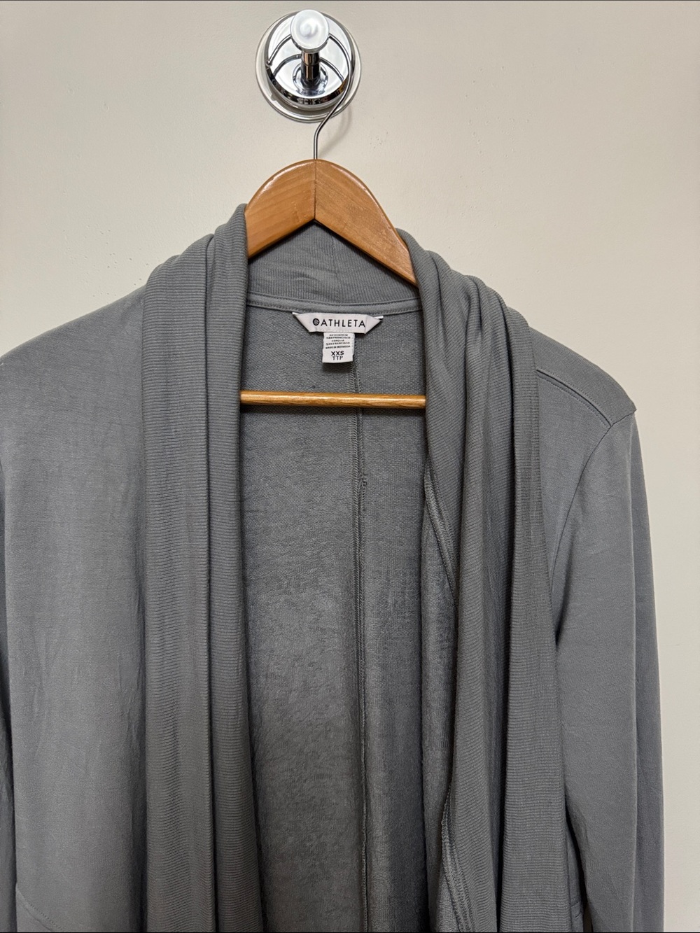 Athleta Gray Open-Front Draped Jacket